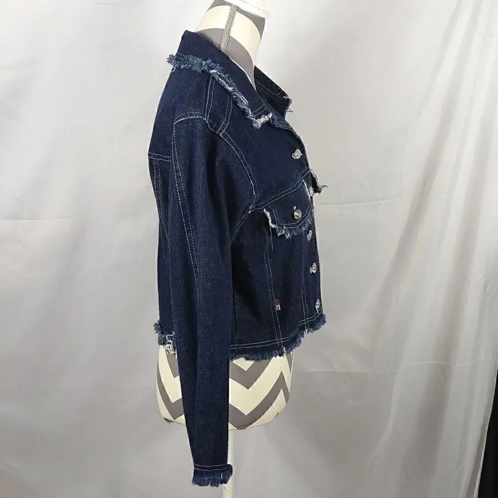 MTZ Distressed Blue Denim Cropped Jacket - Picture 4 of 8